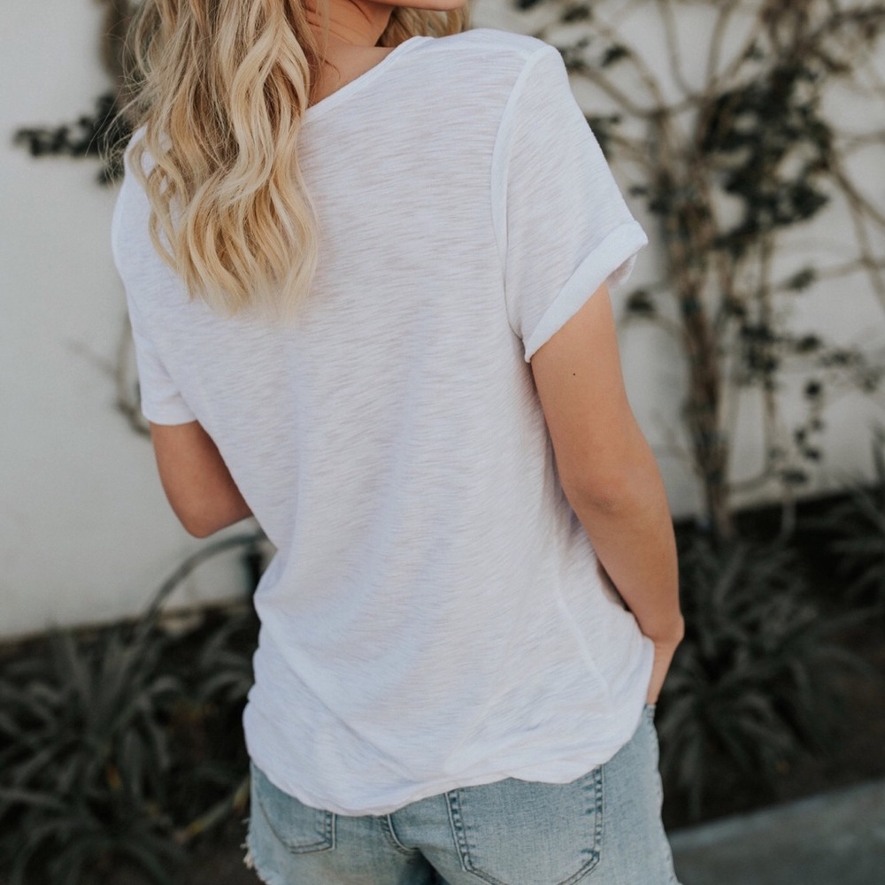 LOUNGE White V-Neck Tee - Picture 2 of 3